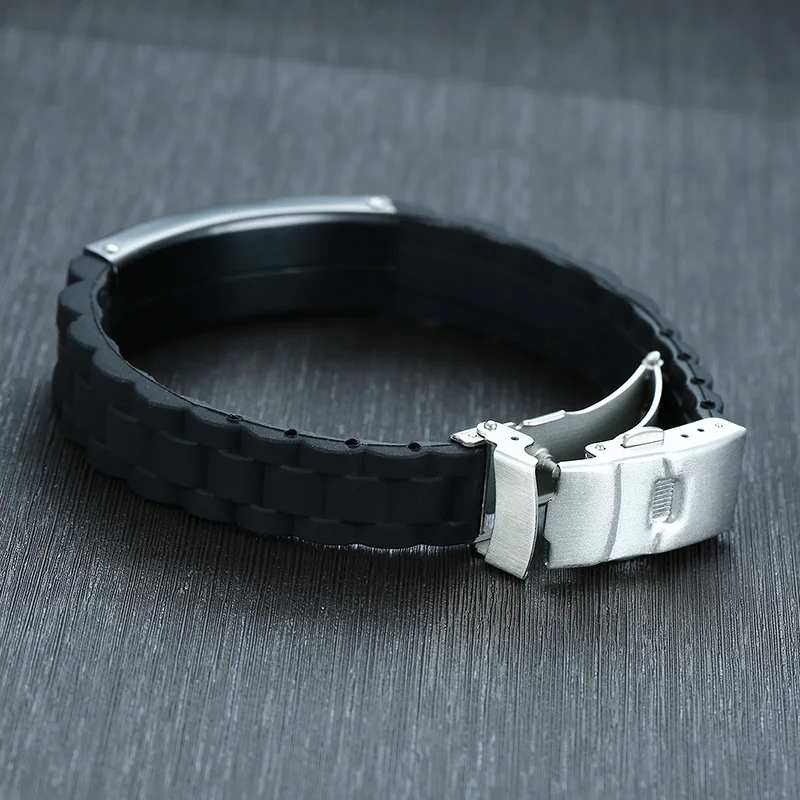 Мужской черный силиконовый браслет с гравировкой Христианская молитва лорда