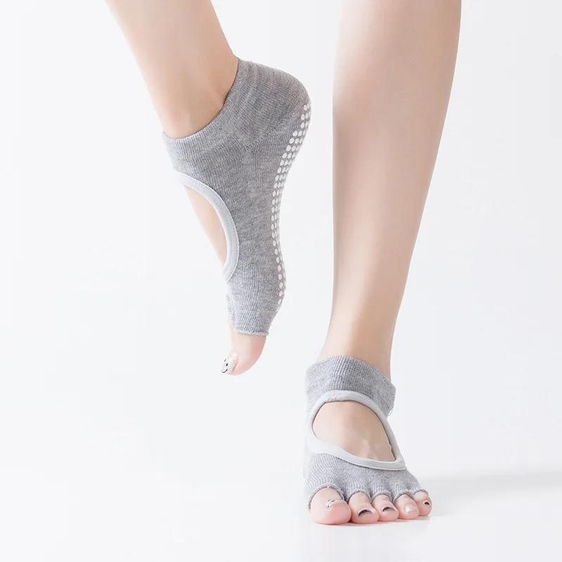 

Yoga socks open toe toe toe glue dispensing socks five fingers open instep split toe cotton socks sport casual women's socks