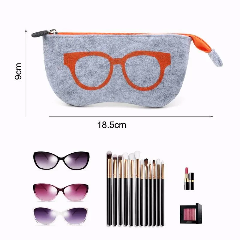 

Fashion Portable Wool Felt Cloth Glasses Bag Soft Zipper Sunglass Eyeglasses Cases Box Pen Students Cosmetic Bags