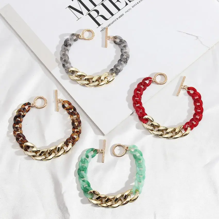 

Marble Acrylic Curb Link Chain Bracelets for Women 2022 Bracelets & Bangles Jewelry Wholesale New Boutique Jewelry Wholesale