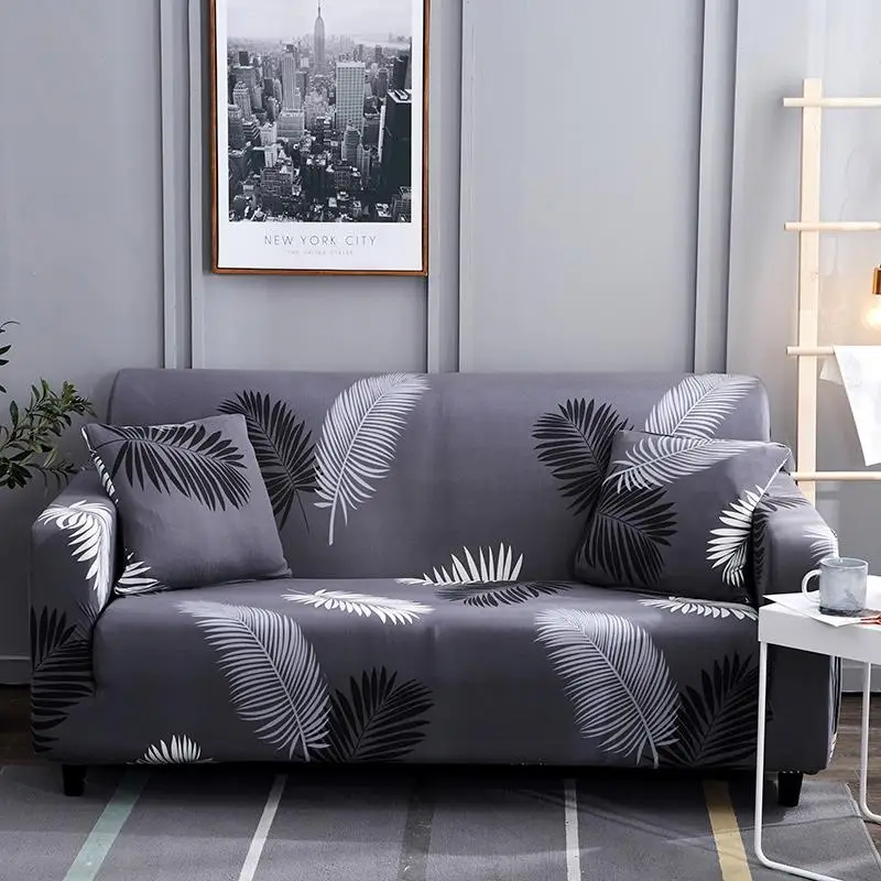 

Two And Three Seats Sofa Covers Elastic Printing Feather Cover Sofa Spandex SA47012