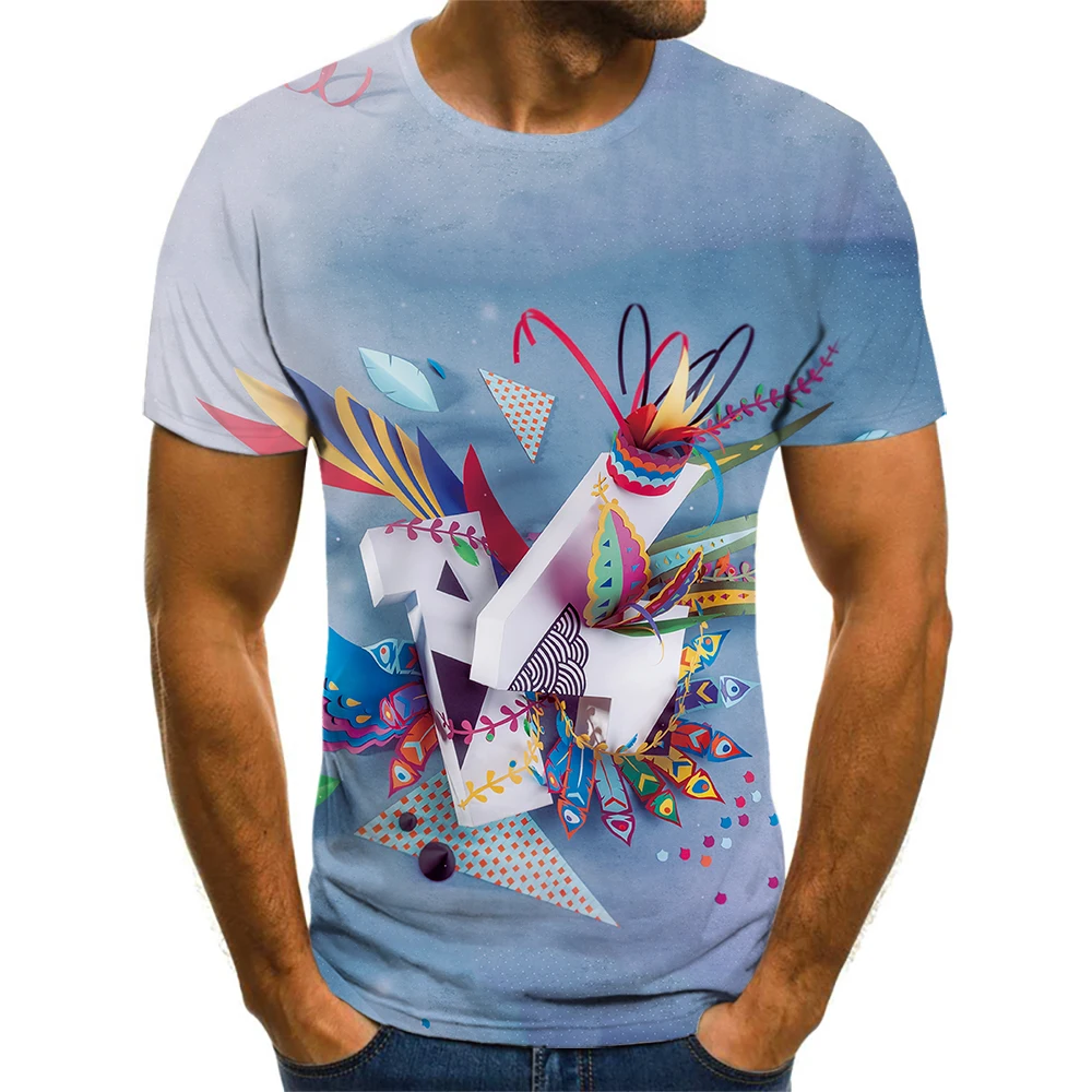 

2021 Four Seasons New Hot Selling Funny Pattern 3D Printed Top Short Sleeve Kawaii Soft Fit Exercise And Fitness T-Shirt