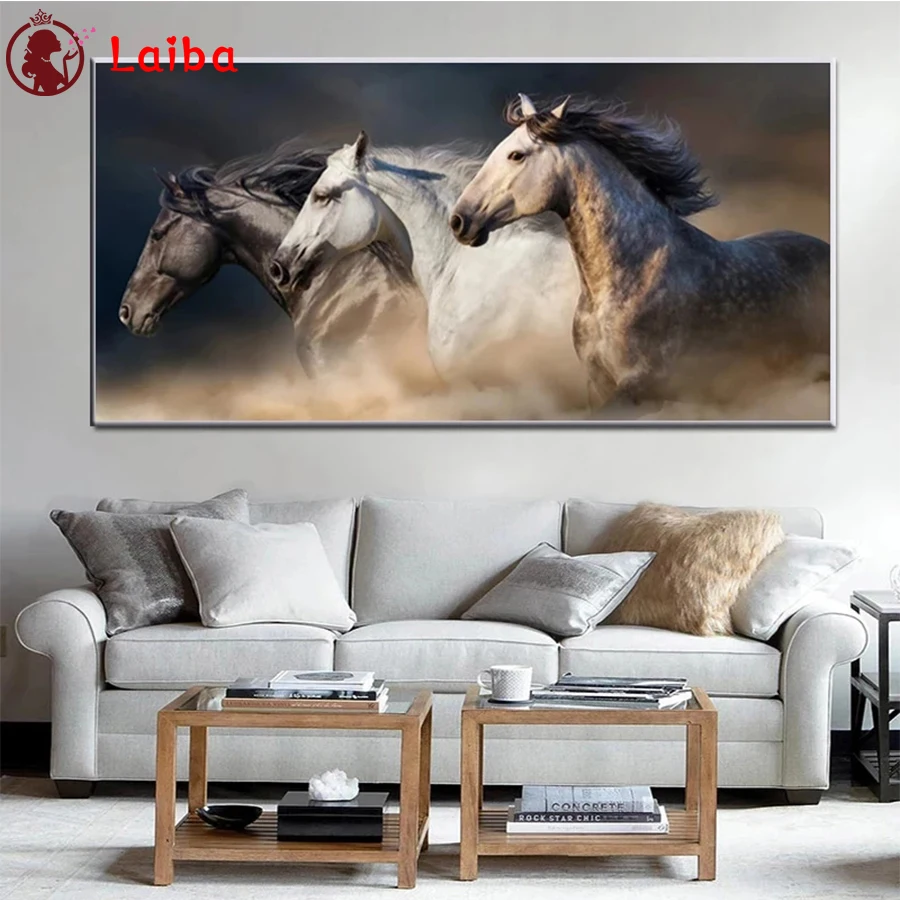 

5D DIY Diamond Embroidery Modern animal art, running horses Full Kits Needlework Diamond Painting Cross Stitch Decor For Home