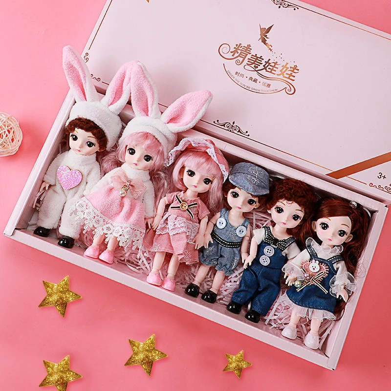 2/3pcs BJD Doll 16cm 13 Joints Fashion Dolls Baby Clothes Shoes Outfit Daily Casual Accessories Dress Toys For Girls Gift Box