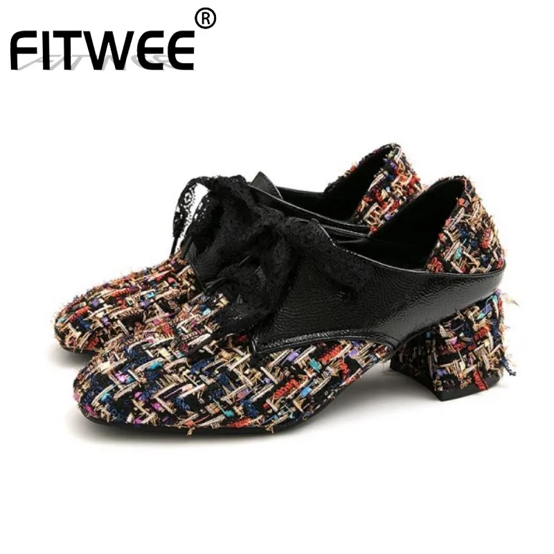 FITWEE Размеры 30-50 модные женские туфли-лодочки в винтажном стиле Стиль элегантные с