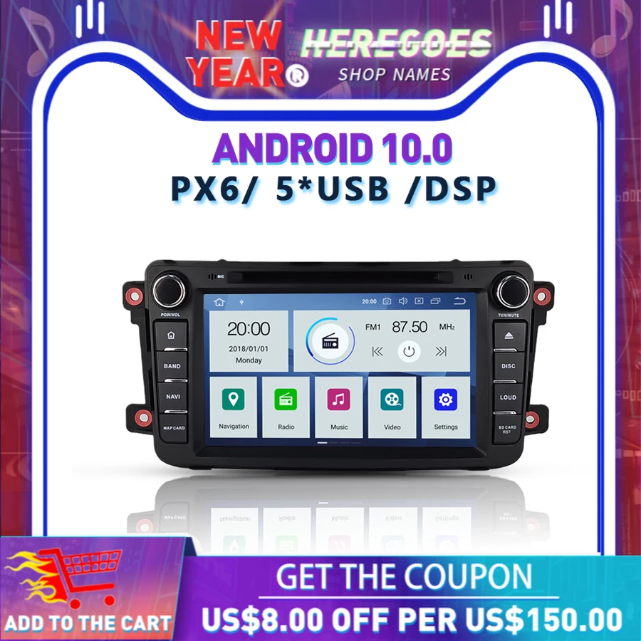 Автомобильный DVD плеер DSP PX6 IPS Android 10 4 Гб + 64 GPS карта Wifi RDS радио Carplay Bluetooth для Mazda CX9