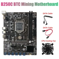 b250c btc miner motherboard with 2xsata cablefan 12xpcie to usb3 0 graphics card slot lga1151 supports ddr4 dimm ram