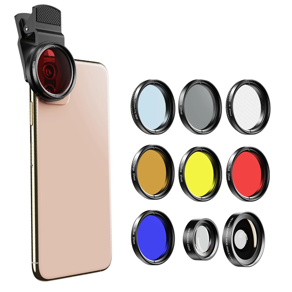 Полный фильтр для объективов APEXEL 37 мм 9 в 1 широкий объектив 0 45x 15x макро 7