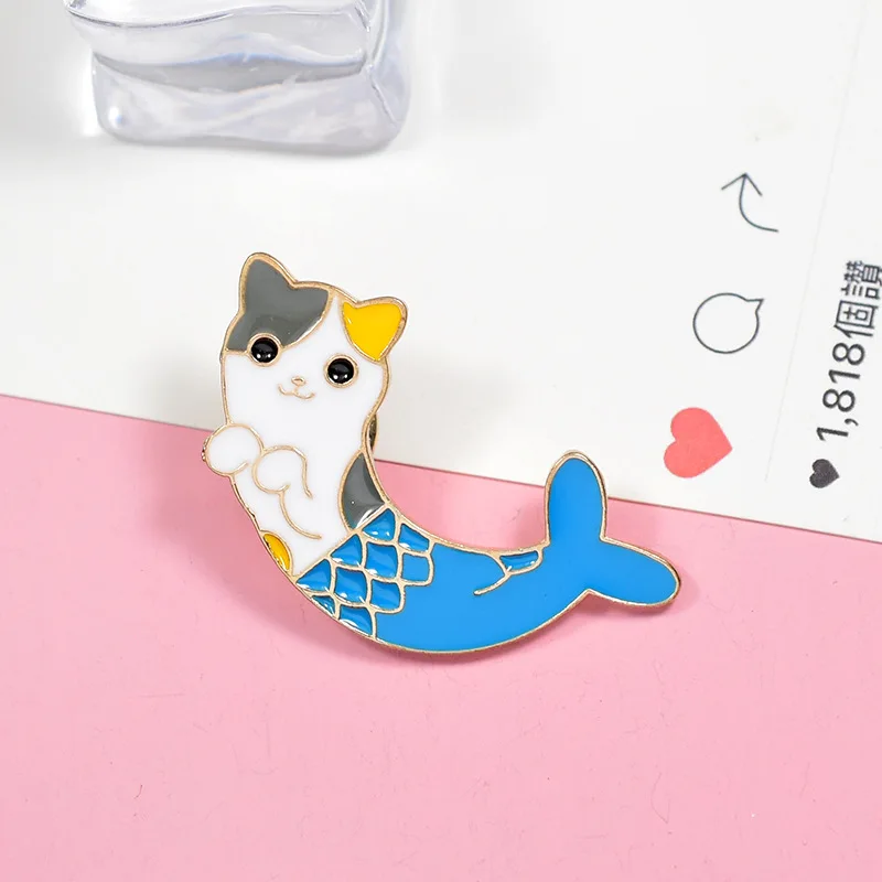 Милые Броши кошки в виде рыбьего хвоста с героями мультфильмов для женщин