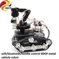 szdoit wifibluetoothhandle control full metal 6 axis robotic arm with gripper y100 tracked tank chassis kit diy for arduino