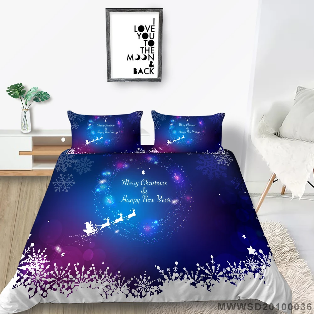 

Santa Claus Bedding Set Magic Fantasy Christmas Duvet Cover Snowflake King Queen Twin Full Single Double Unique Design Bed Set