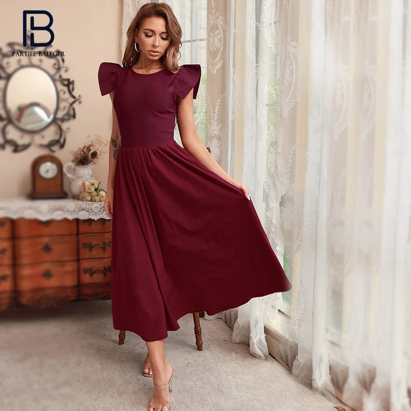 

PB Chic Bandage Long Dress Flying Sleeves Ruched Design O Neck Celebrity Party Club Vestido Free Shipping