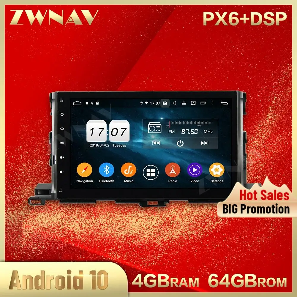 

2 din Android 10.0 screen Car Multimedia player For Toyota Highlander 2015-2017 video stereo WiFi GPS navi head unit auto stereo