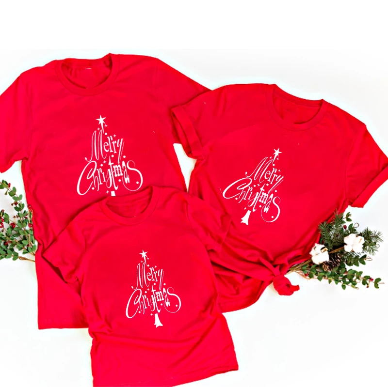 Camiseta de feliz &aacute;rbol de Navidad para familia, ropa a juego para Familia, vacaciones de Navidad, pap&aacute;, mam&aacute; y ni&ntilde;os, 1 ud.-0