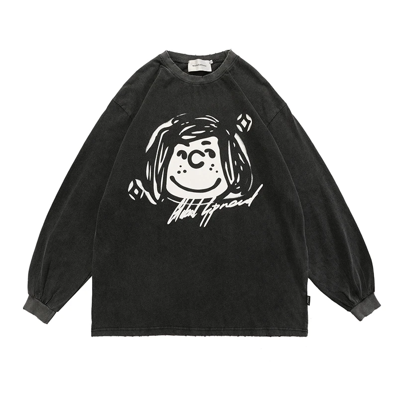 

Футболка мужская Свободная с длинным рукавом, в стиле Харадзюку