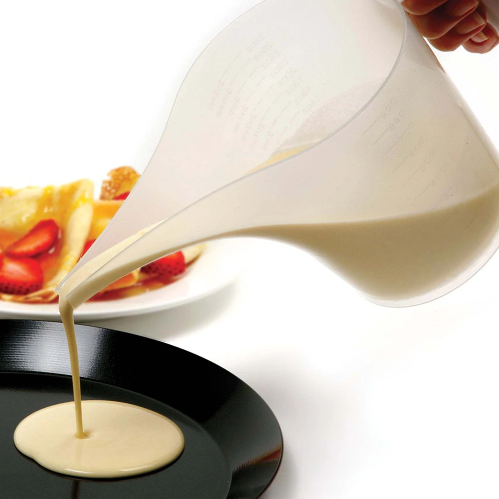 Пластиковый мерный стакан для жидкостей 1000 мл кувшин наливания носика с крышкой