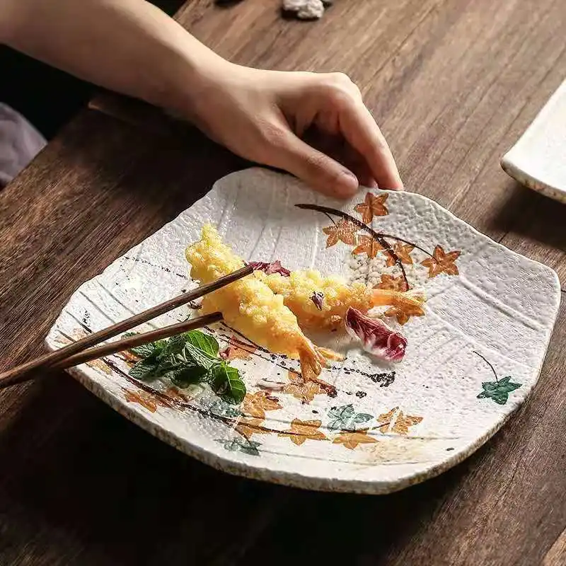 

2021 Ceramics Plate Household Exquisite Japanese Style Creative Personality Refreshing Square Western Food Sushi Dish simplicity
