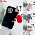 Меховой плюшевый кулон чехол для телефона для OPPO A72, A52, A93, A91, A15S, A73, A53, A9, A5 2020, F19, F17 Find X3 X2, Reno 5, 4, 3, 2 Z, противоударный чехол