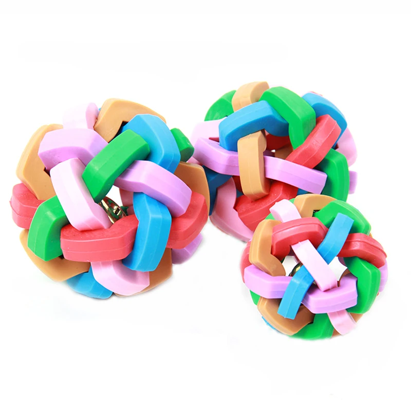 

Colorful Bells Balls Dog Toys Squeak Rubber Pet Clean Teeth Chew Toy Molar Bite Resistant Toys For Small Big Dogs Pets Puppy