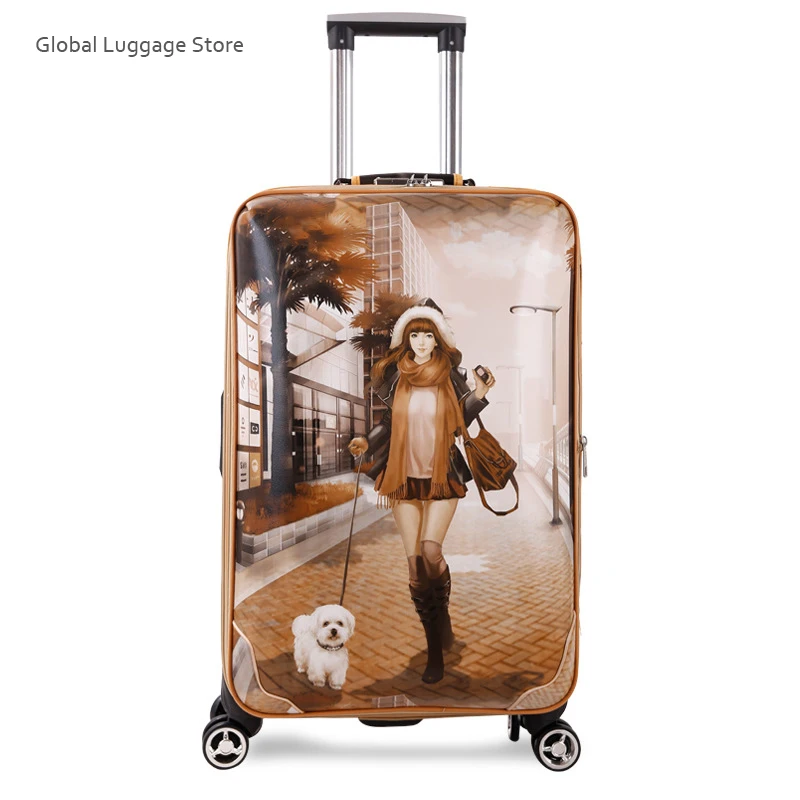 28 дюймовый чемодан на колесиках модный 26 дюймовые дорожные сумки с