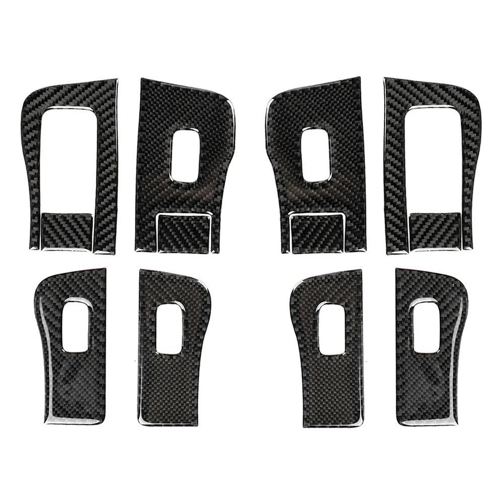 

4pcs Trim Decal Carbon Fiber Sticker Styling Accessories for Tesla Model 3 Carbon Fiber Car Window Lifter Button Decor