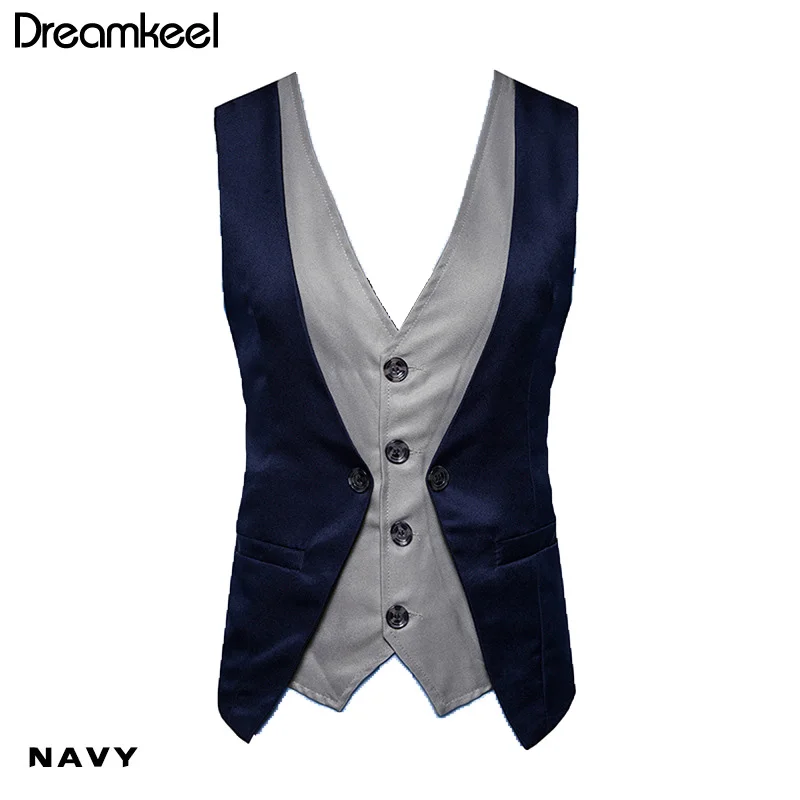 Dreamkeel мужской жилет для костюма, мужской топ для мальчиков, популярный товар, модная деловая повседневная одежда, мужской жилет, одежда, горячая Распродажа Y - Цвет: Тёмно-синий