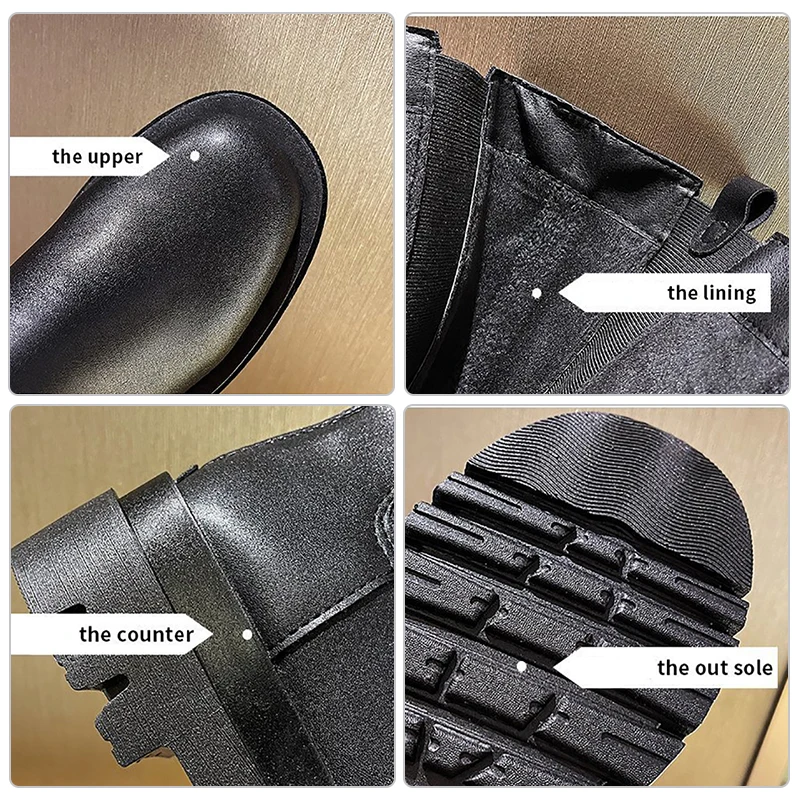 New Women Knee High Boots Winter Luxury Chelsea Boots Platform Shoes Fashion Chunky Heel Long Boots Zipper Round Toe Women Shoes