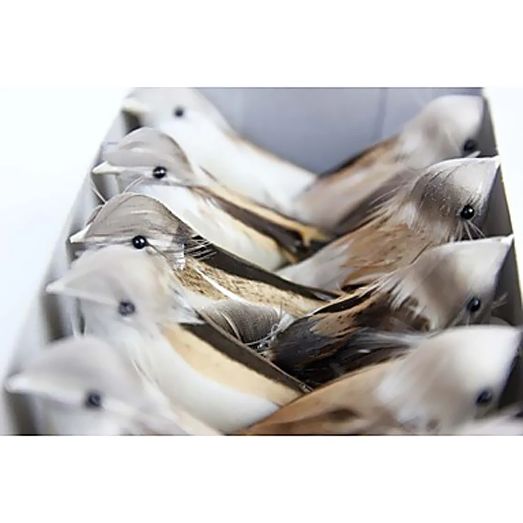 

12Pieces Simulated Feather Bird Perched Doves For Garden Decoration Gift