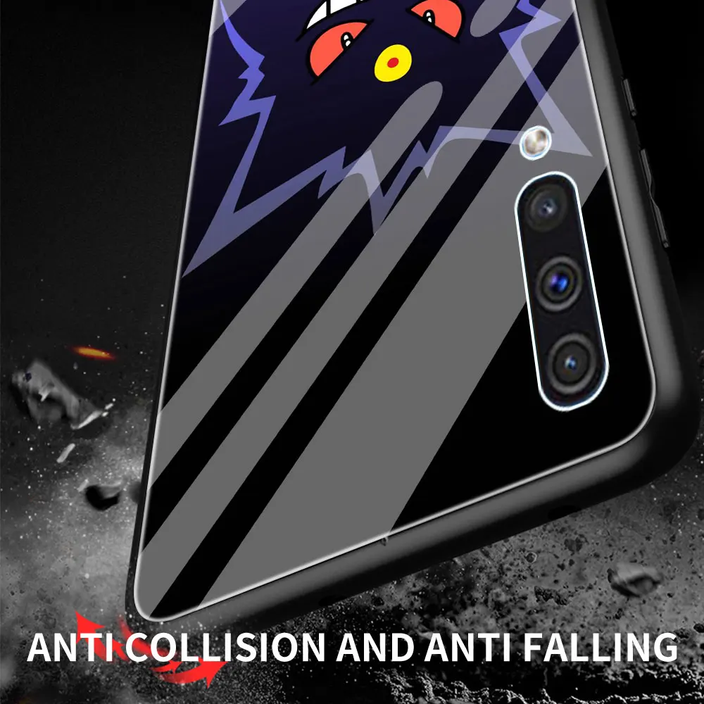 

Phone Case for Samsung Galaxy A51 A71 A21s A50 A70 A30 A10 A20e A40 A11 A20s A31 A41 Glass Cover Shell Poke Lovely mon Anime