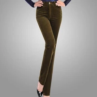 spring fashion velvet high waist casual pants corduroy pants trousers straight trousers stretch slim large size 7xl