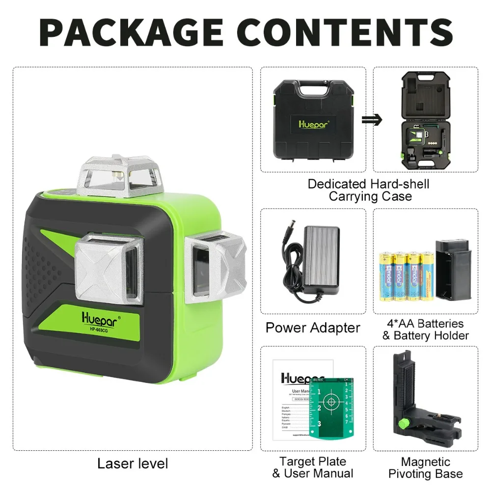 

Huepar 12 Линий Зеленый Лазерный Уровень