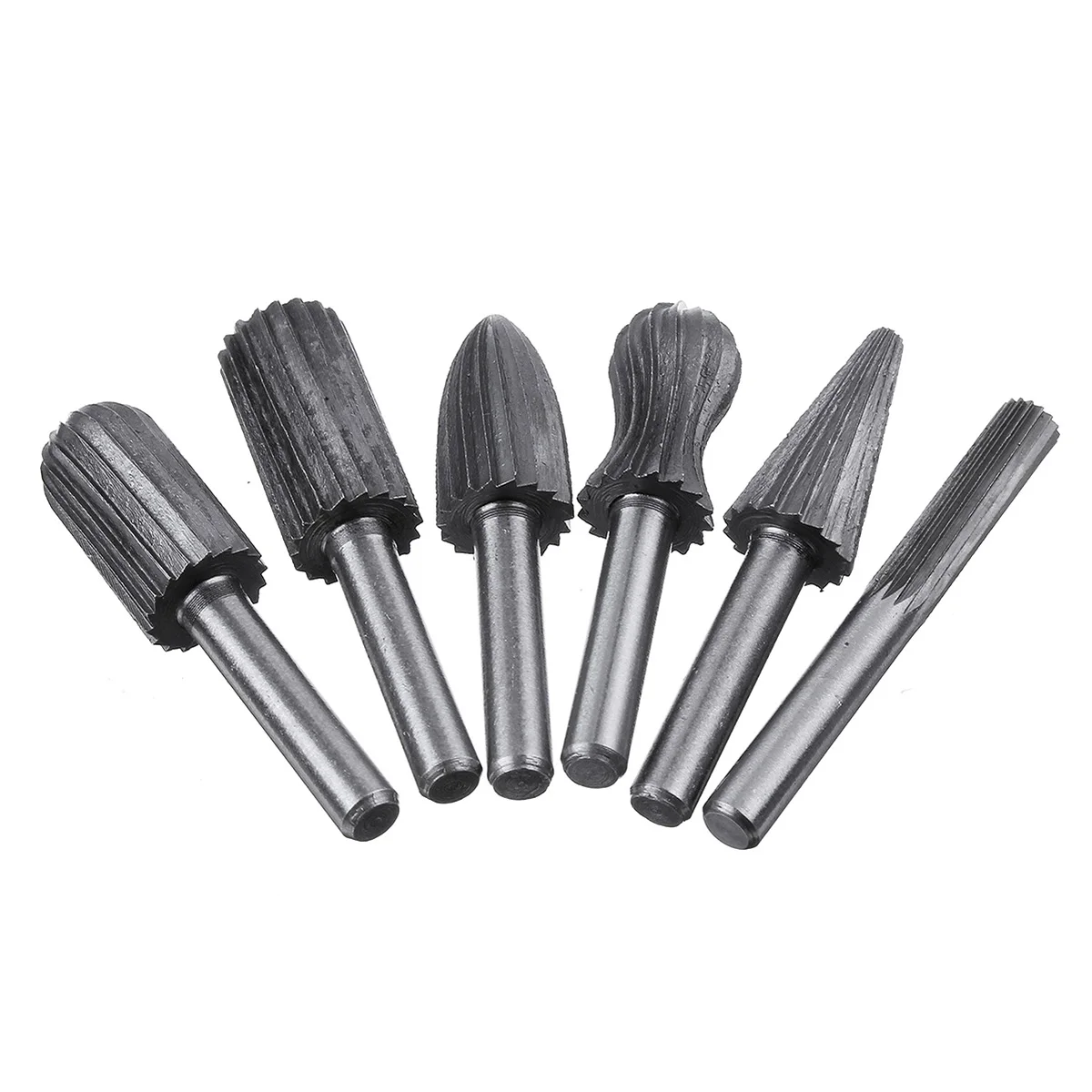 

6Pcs 6mm Shank Tungsten Steel Rotary Burr Wood File Metal Engraving Grinding Bit Marble Jade Bone Woodworking Power Carving Tool
