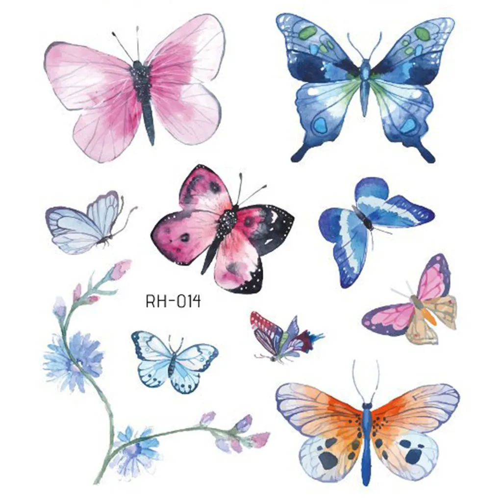 Водостойкая Временная тату-наклейка 3D тату-бабочка цветная вспышка модная