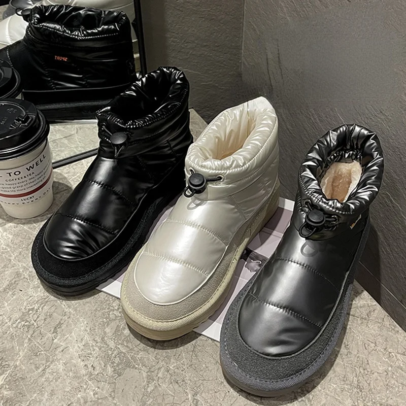 

Зимние женские ботинки, теплая Повседневная хлопковая обувь на платформе, 2022 уличные Короткие Плюшевые ботинки, удобная женская обувь Botas ...