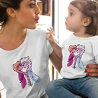 Футболка женская с принтом Холодное сердце II, милый топ, мультяшная королева, Эльза, принцесса, Анна, футболка с графическим принтом для сестры, семейный наряд в стиле Харадзюку, Прямая поставка