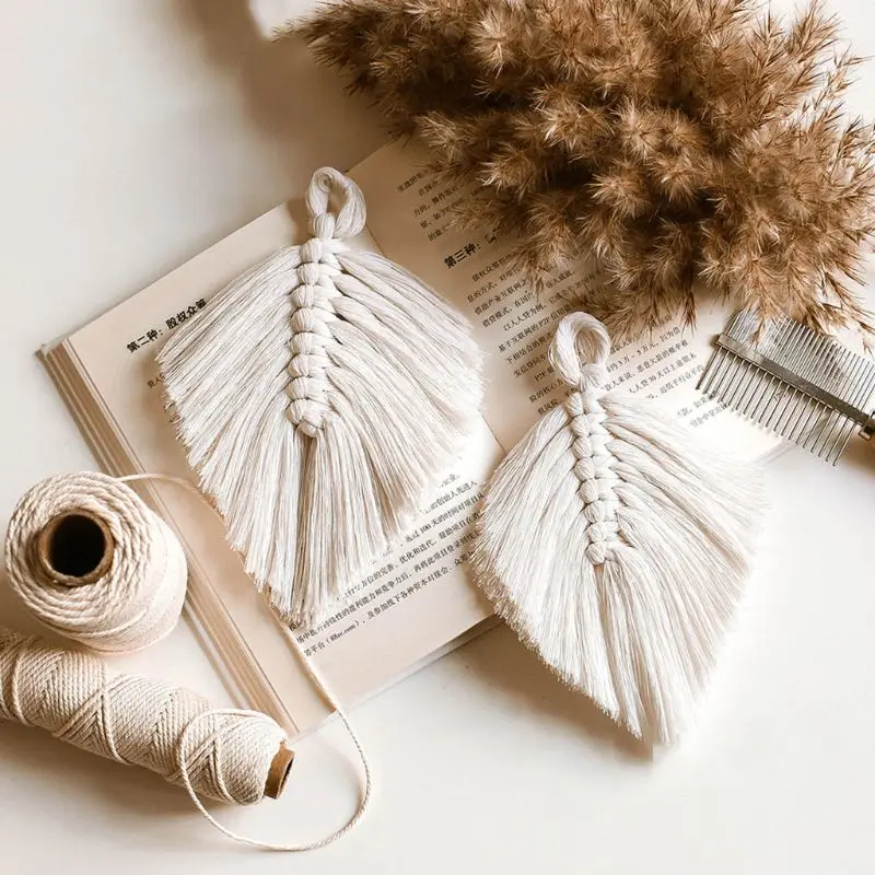 OOTDTY кисточки ручной работы Macrame гобелен с изображением листьев в скандинавском