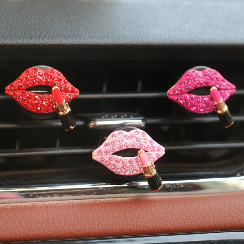 

Fashion Crystal Lips Design Car Perfume Clip CreativeCar Air Conditioning Air Outlet Aromatherapy Clip Car Interior Accessories