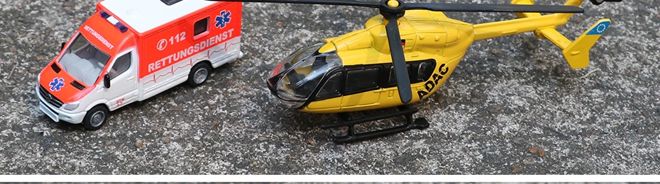 Siku 1: 87 скорая помощь игрушка скорая помощь модель вертолета Спасательная команда самолет обычный грузовик модели игрушки для детской коллекции