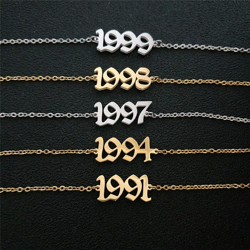От 1991 до 2000, ножные браслеты для детей с датой рождения и цифрами в английском стиле, женский браслет BFF, ювелирные изделия, Tobilleras Pulsera Para Tobillo