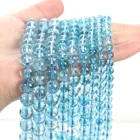 Бусины из натурального камня, гладкие, прозрачные, голубые, кварцевые, круглые, свободные, разделительные бусины для самостоятельного изготовления ювелирных изделий, подвески для браслета 4681012 мм
