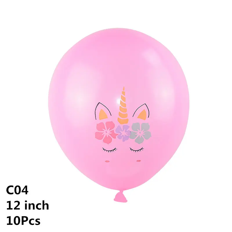 10pcs-C04 10 шт. 12 дюймов Единорог латексные шары Набор DIY мультфильм Лошадь Единорог шары принцесса день рождения украшения свадебные шары - Цвет: 10pcs-C04