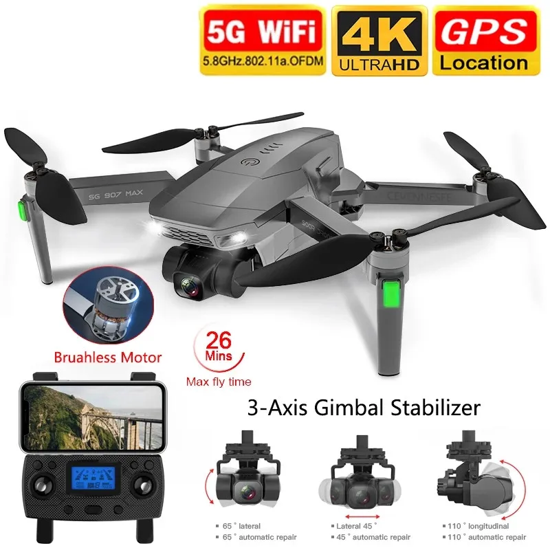 Дрон SG907 MAX, GPS, камера 4K HD 5G, Wifi, широкоугольная, FPV, оптический поток, дистанционное управление