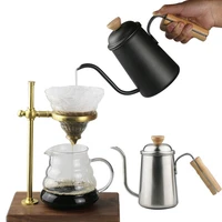 60 hot sales 650ml fine mouth gooseneck stainless steel wooden handle hand drip coffee kettle