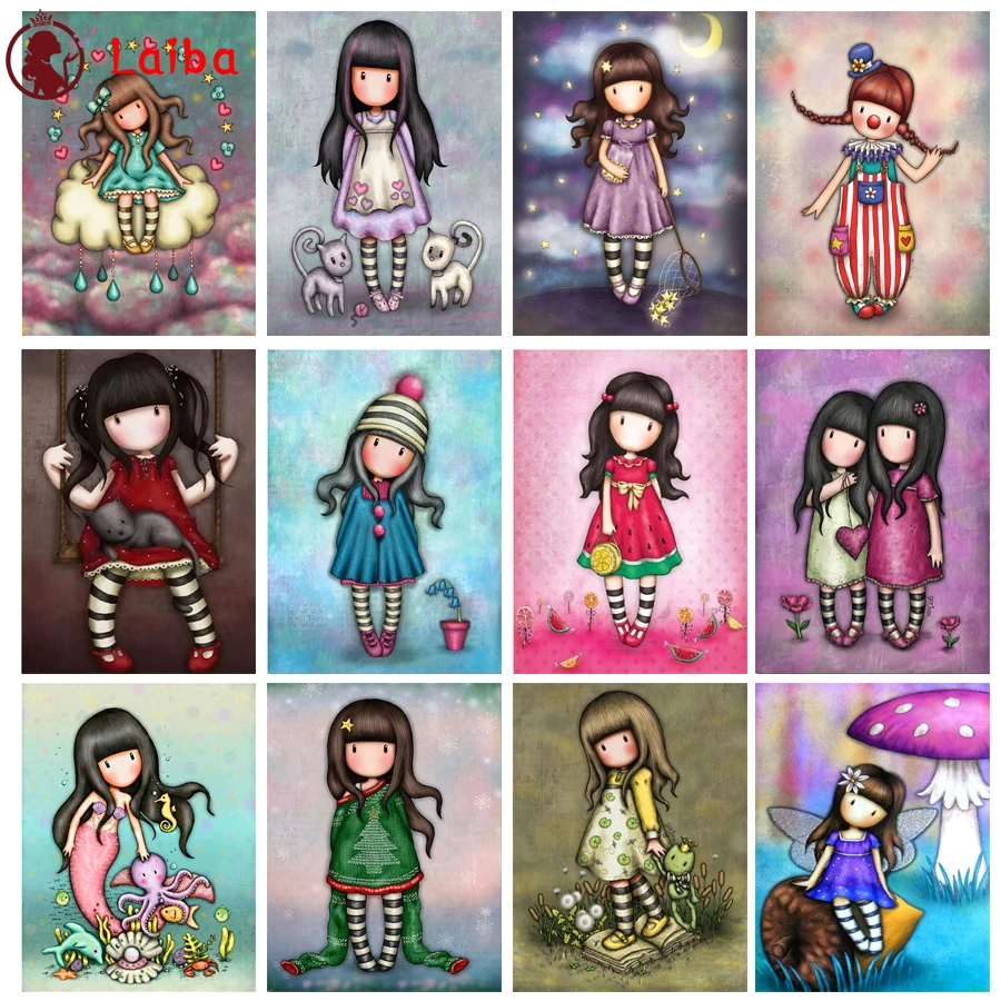 

Cartoon girl 5D Diamond painting Picture Full Square Round drill DIY Embroidery Cross stitch cute Gift Kits mosaic Home decor