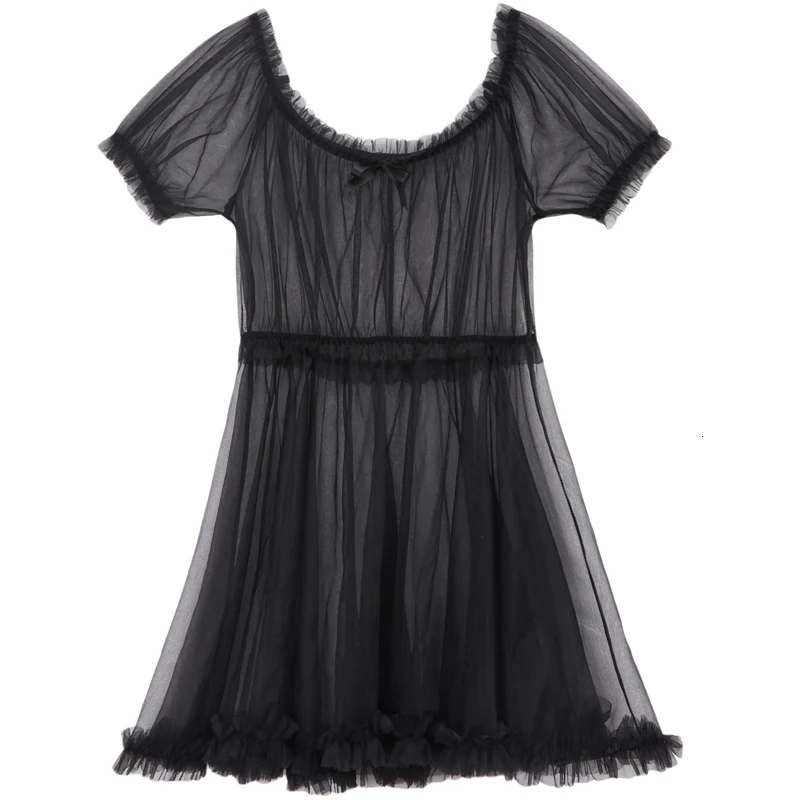 Кружевное шифоновое платье нижнее белье прозрачная Милая пикантная одежда для