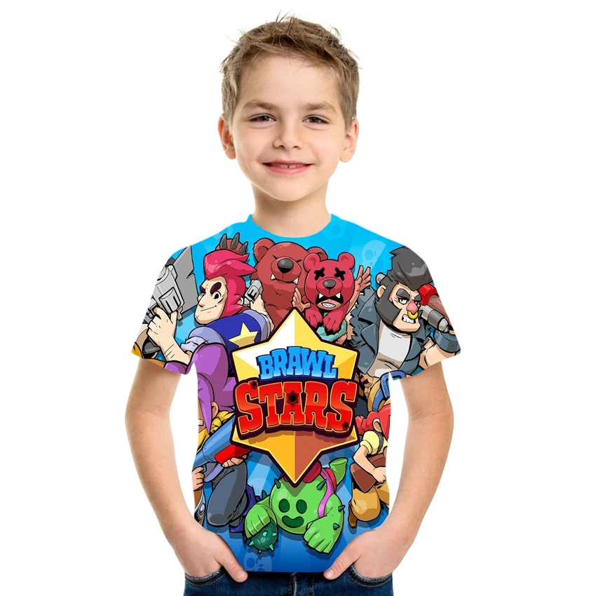 

2021 anime characters short-sleeved T-shirt 3D printing boys and girls casual loose hip-hop style size 4T-16T