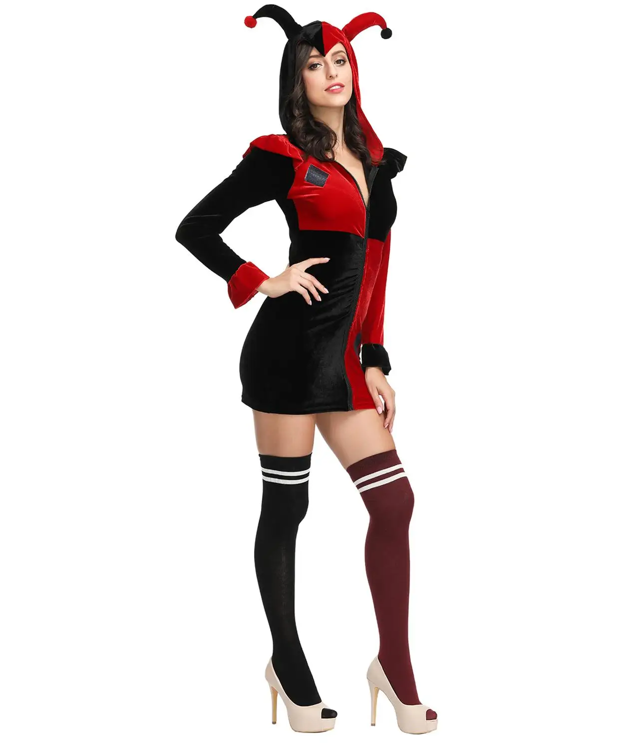 Для взрослых с длинным рукавом Толстовка капюшоном Забавный костюм клоуна для