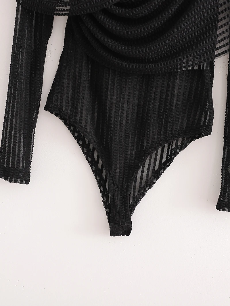 

New arrival spring autumn women black jumpsuits see-through knitting romper sexy clothing