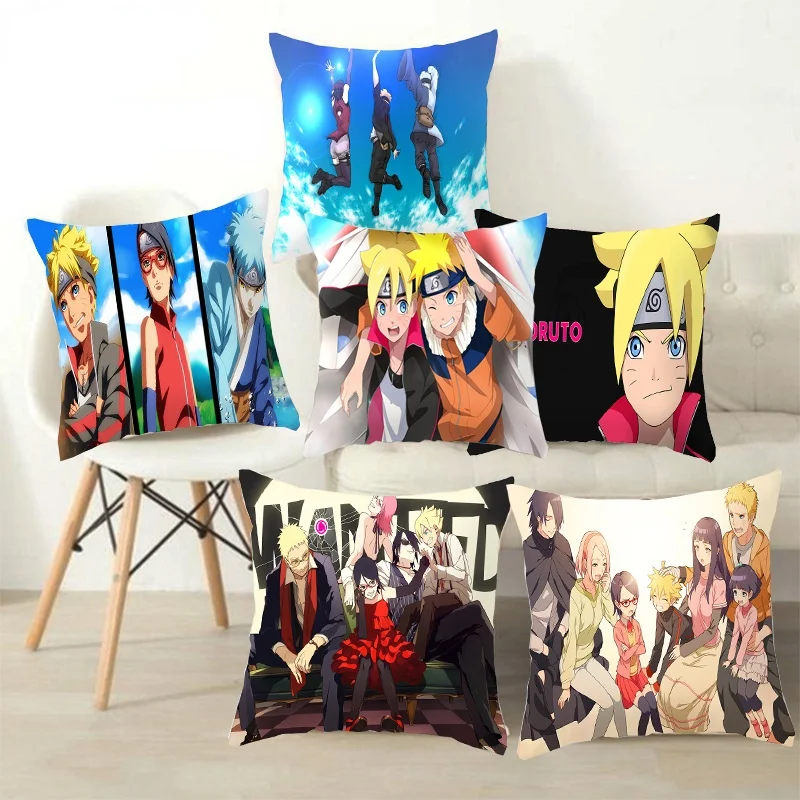 

Naruto cartoon anime decorative pillowcase cushion cover sofa car waist printing peach skin pillowcase home hug pillowcase