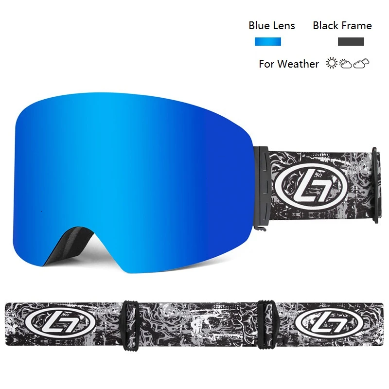 Blue Lens Полный цилиндрический сноуборд лыжные очки маска двойной слой анти туман UV400 для мужчин женщин снегоход Gogle очки от снега - Цвет: Blue Lens